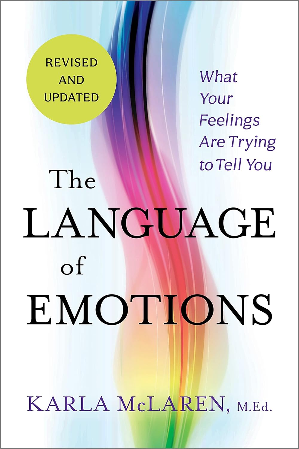 Alt tag: "Cover of 'The Language of Emotions' by Karla McLaren, featuring colorful wave designs and the subtitle 'What Your Feelings Are Trying to Tell You'"