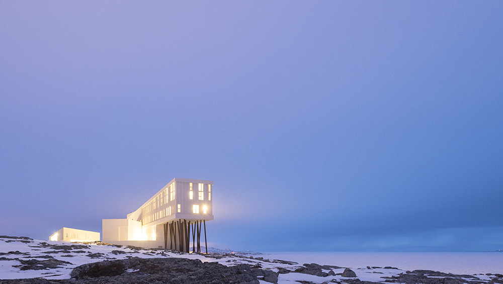 Fogo Island Inn sits on an island, off an island, at one of the four corners of the Earth.