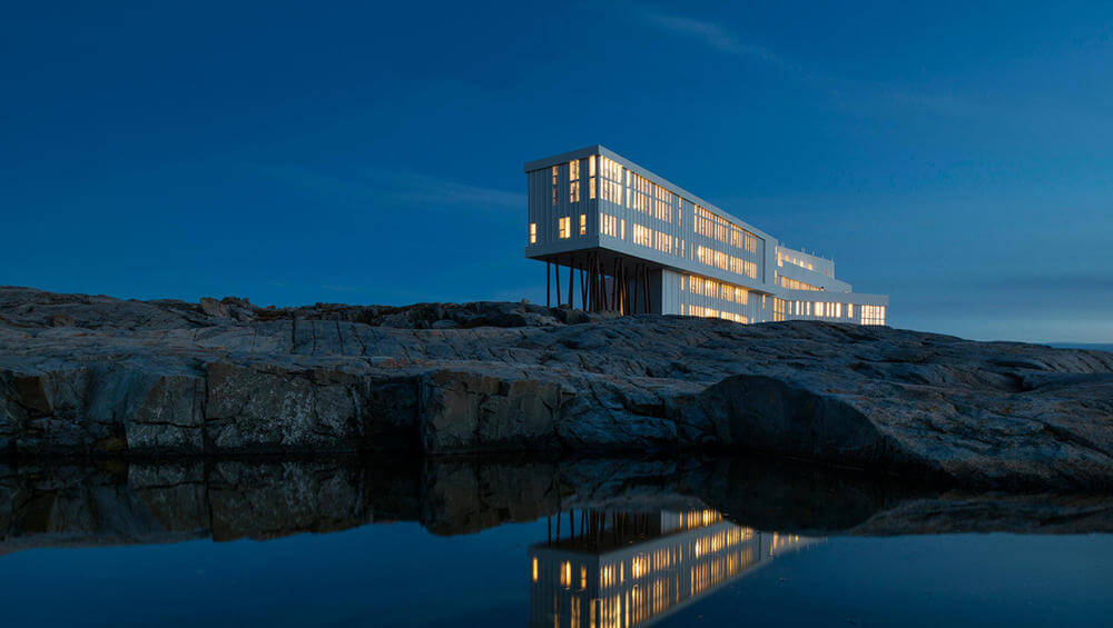 Fogo Island Inn sits on an island, off an island, at one of the four corners of the Earth.